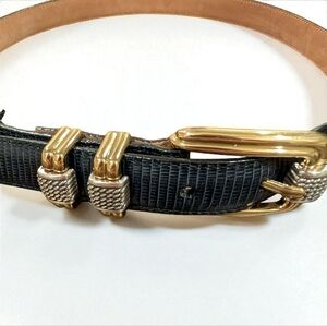 Brighton Snake Skin Belt Black and Gold Size Medium/Large